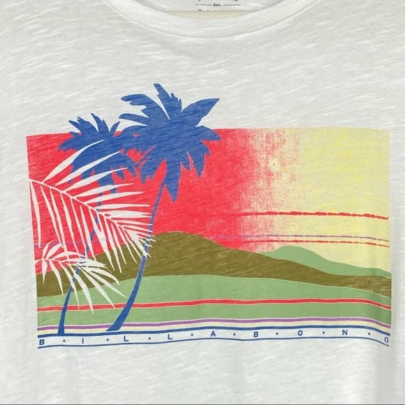 Billabong graphic tee, tropical sunset palm trees 100% cotton, never worn - Picture 5 of 8
